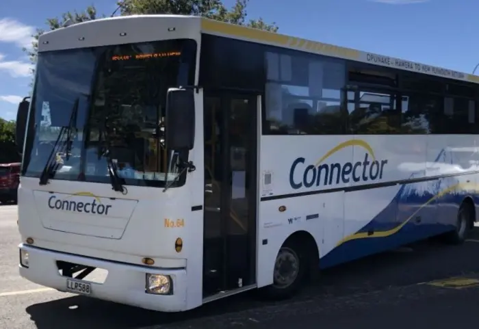 Image of Connector bus stopped to let passengers on