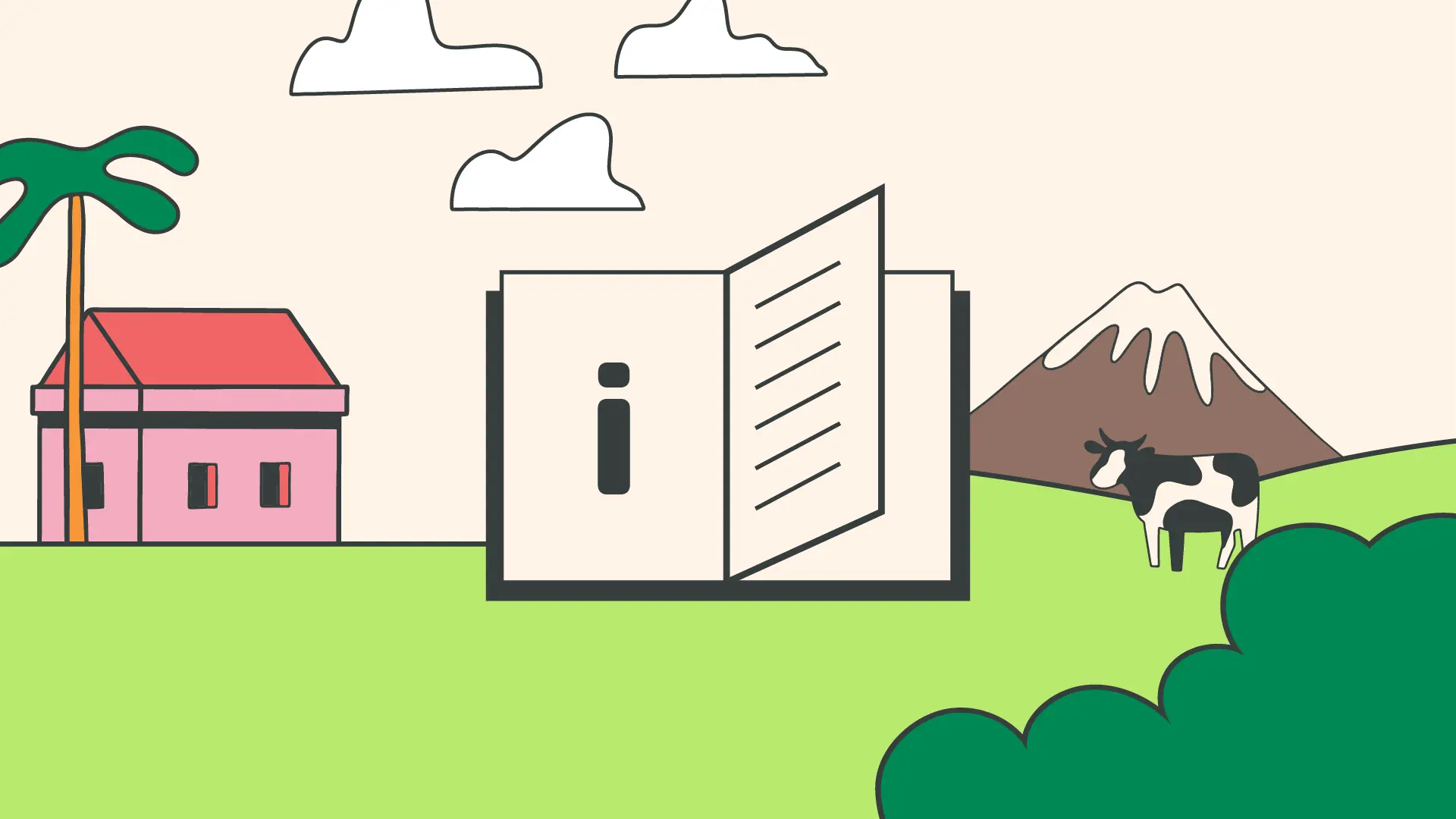 Illustration of a book with an 'i' for information on one side