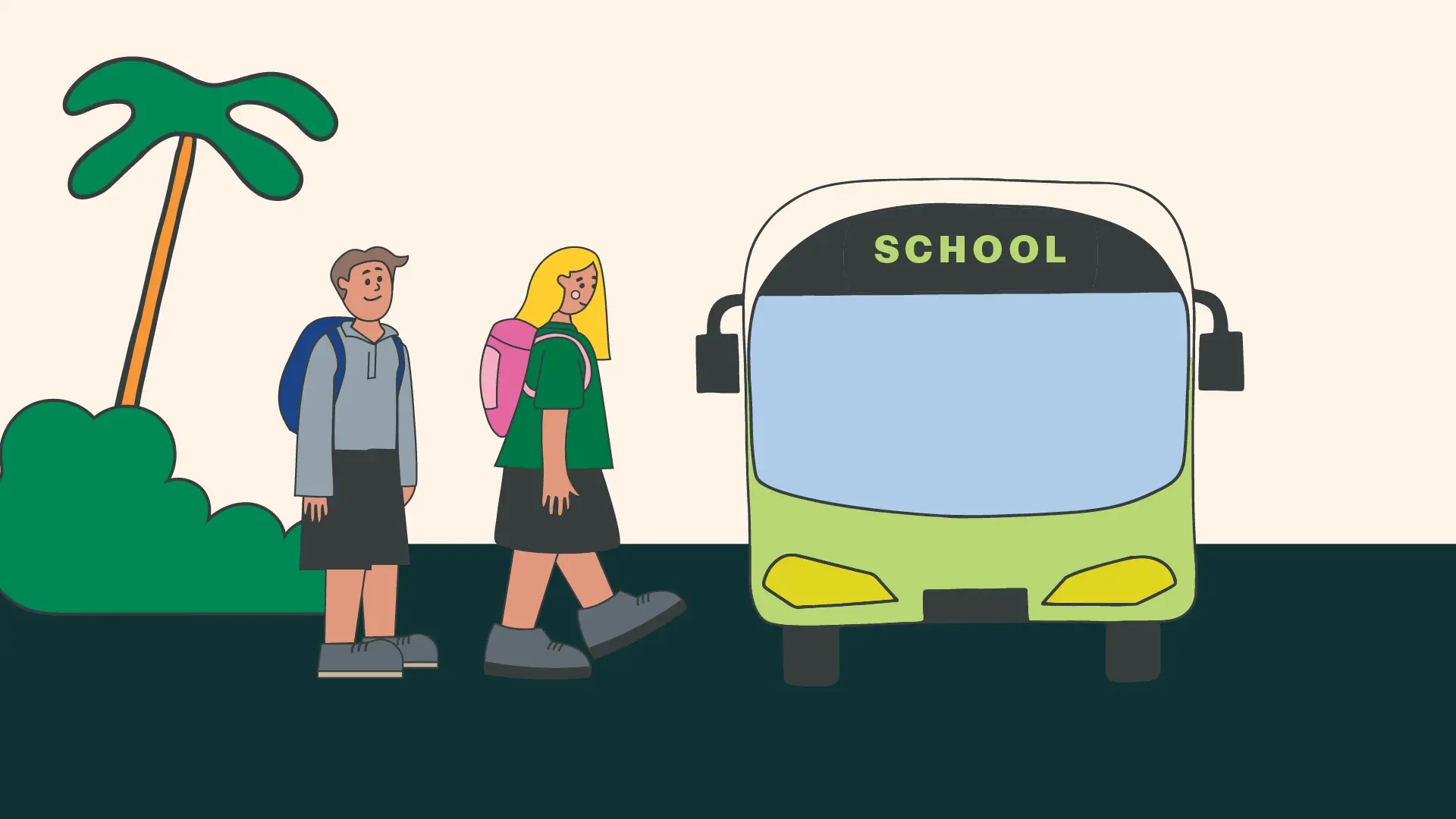 Illustration of children boarding a school bus