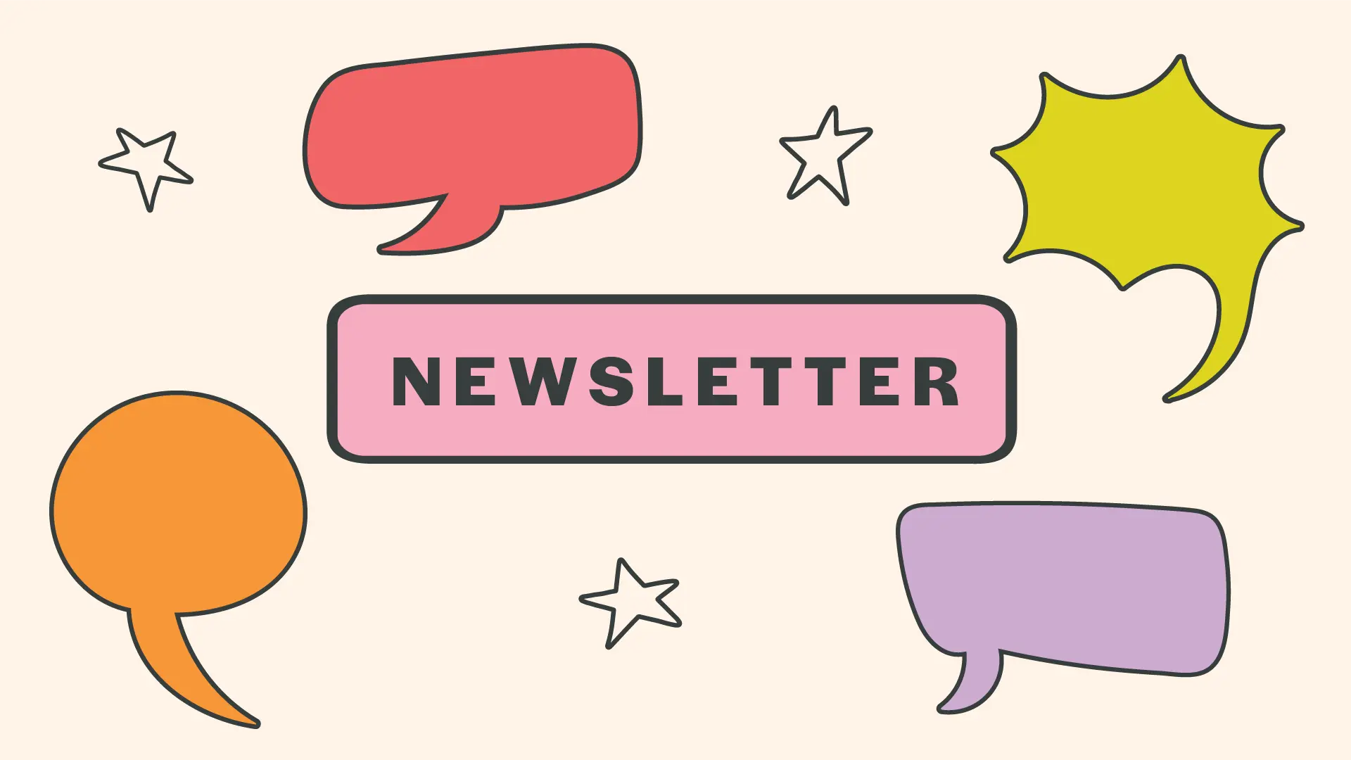 Illustration of speech bubbles with the word newsletter inside