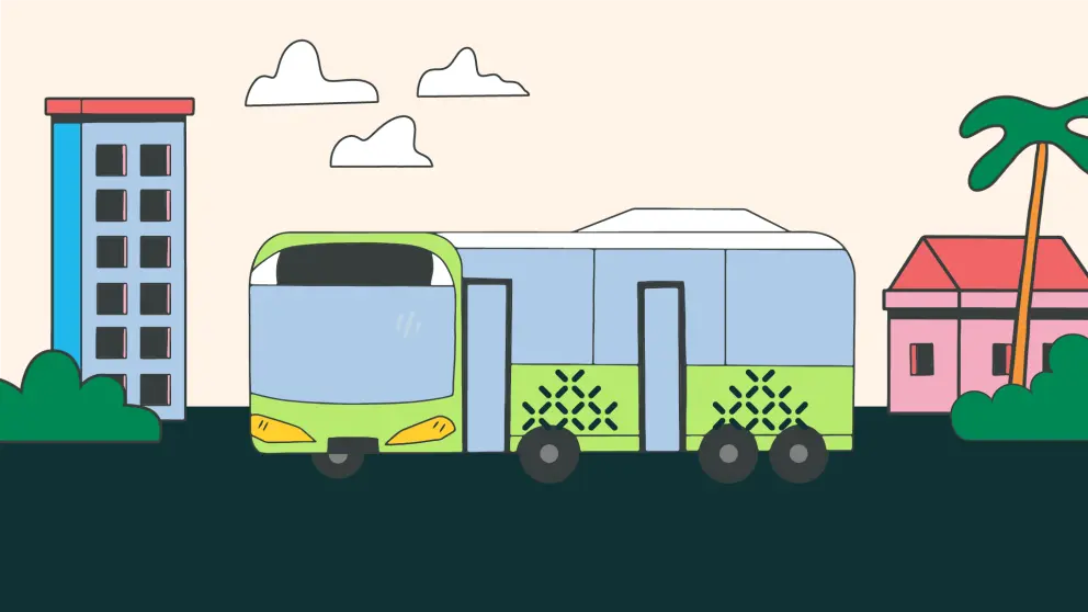 Illustration of a Te Pahi branded bus